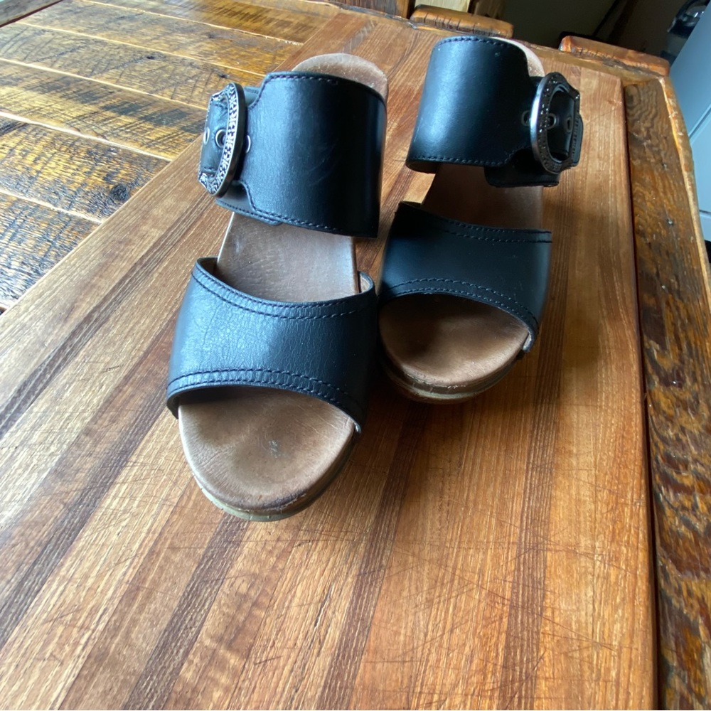 Dansko black heeled sandal, 38 American size 8
